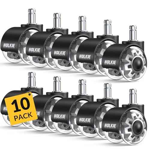 HOLKIE Office Chair Wheels Grey Dual Rubber 2 Inch Replacement 10 Pack Smooth Quiet Rolling Casters Universal Fit Casters 11x22mm for Hardwood Floors Carpet Computer Gaming