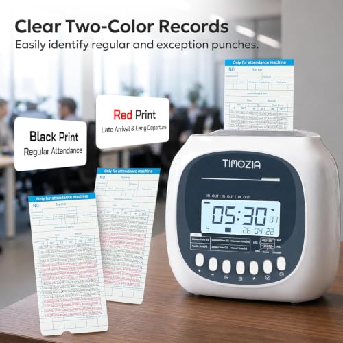 Off White Employee Time Clock with 4-Inch LED Screen, U.S. Time Zone Support