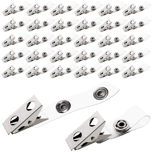 500 Pcs Metal Badge Clips with Clear PVC Straps Double Hole ID Badge Clips for ID Cards and Badge Holders Name Tags Work Office Supplies