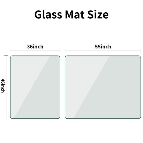 VOOBANG 46"x55" Tempered Glass Desk Chair Mat for Carpet, Glass Office Chair Mat - 5mm Thickness, Smooth Rolling, Scratch-Resistant, Clear Protective Mat for Hardwood Floors & Carpets