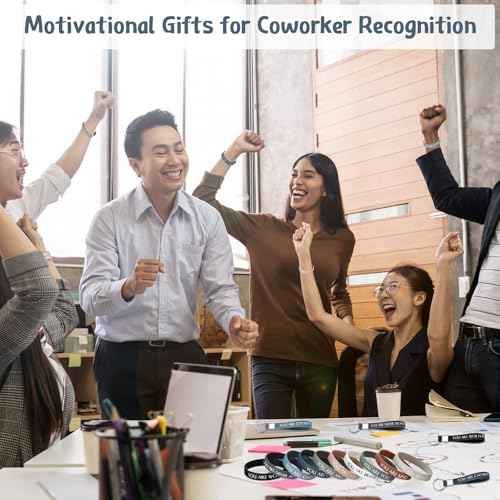 Sratte 240 Pcs Motivational Wristbands Inspirational Keychains Appreciation Gifts for Employee Teacher