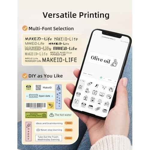 Makeid Label Maker Machine with Tape - Compatible with 9/12/16mm Waterproof Tape, Portable & Rechargeable with Built-in Cutter Wireless Label Printer Compatible with Android & iOS Devices