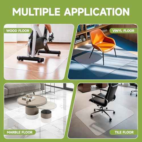 SOONAN Chair Mat for Hardwood Floor, 48" x 36" Clear Office Floor Mat, 0.08" Thickness Heavy Duty Computer&Desk Chair Mat,Floors Protector Chair Mats for Home & Office