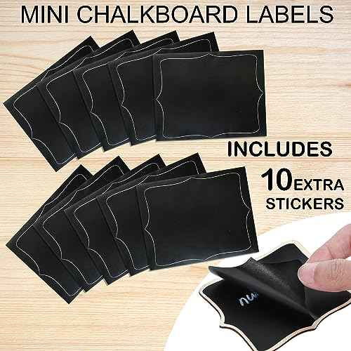 LotFancy 20 Pack Mini Chalkboard Signs with Support Easels and 10 Extra Stickers, Food Labels for Party Buffet Table, Weddings, Table Numbers, Message Board and Event Decorations