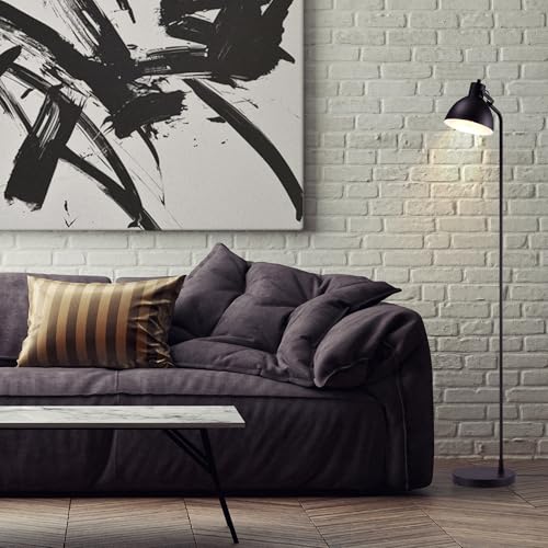 GLOBE Electric 60" Floor Lamp, Matte Black, On/Off Rotary Switch on Socket, 6-Foot Black Cord, Reading Light, Bedroom, Living Room, Home Decor