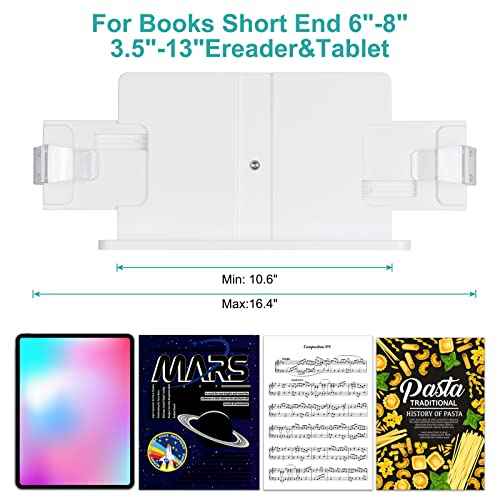 PATIKIL Book Stand for Reading, Metal Reading Rest Book Holder with Page Clips, Height Angle Adjustable, 360¡Æ Rotating Arm Suitable for Sheet Music, Laptop