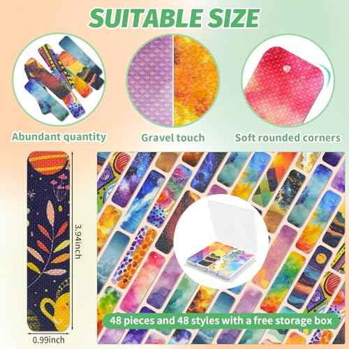 48 Pieces Calm Anxiety Sensory Stickers - Sensory Strips Different Textures with Storage Box for Office - Adult & Teen Stress and Fidget Relief Stickers