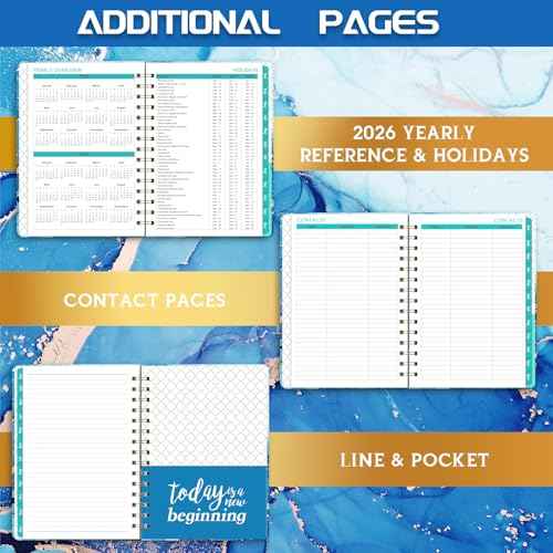 2026 Planner - Planner 2026, January 2026 - December 2026 Weekly and Monthly, 8.5" x 6.4", with Elastic Closure, Back Pocket + Thick Paper