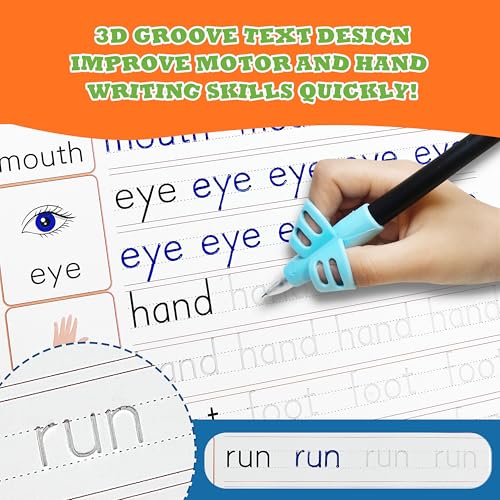 Reusable Kids Writing Practice Workbook Set with Grooved Tracing Pens - Early Learning