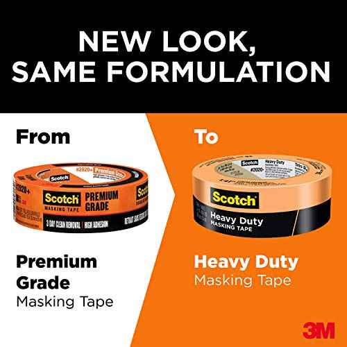 Scotch Heavy Duty Painter's Tape, 6 Rolls, 1.88 in x 60.1 yd, for Use On Vinyl, Carpet, Metal, & Plastic, Indoor & Outdoor Masking Tape, Bonds Aggressively, 3-Day Clean Removal (2020+-48EP6)