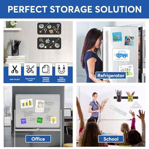 1"x3" Magnetic Strips, Fillet Corner Flexible Magnet Strip with 3M Strong Adhesive Backing, Magnets for DIY, Crafts, Fridge (75 x25 x 2 mm,12 pcs)