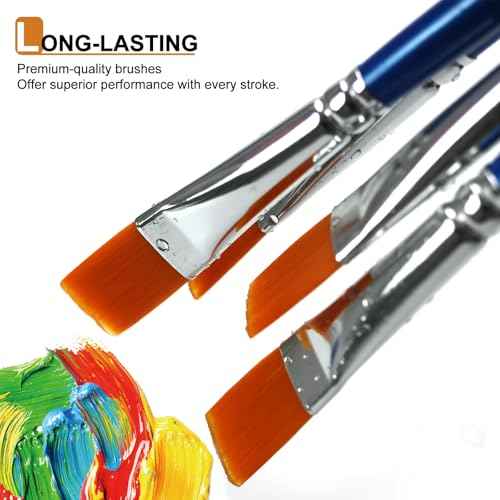 1/2 inch Flat Paint Brushes for Acrylic Painting,40-Pack Small Paint Brushes Bulk with Wooden Handle for Acrylic, Watercolor, Oil, Crafts, Face Body Art