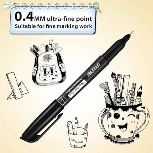 coruscant Ultra Fine Point Permanent Markers, 12 Pack Extra Fine Tip 0.4 mm Black Marker, Quick-Drying, Waterproof, Fade-Resistant, Ideal for Home, Office, School