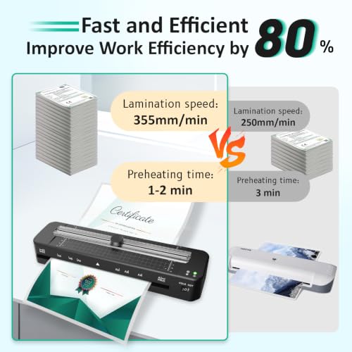 Raycial 13 Inch Laminator Machine - Black A3/A4/A5/A6 Cold & Thermal Laminator with 50 Sheets