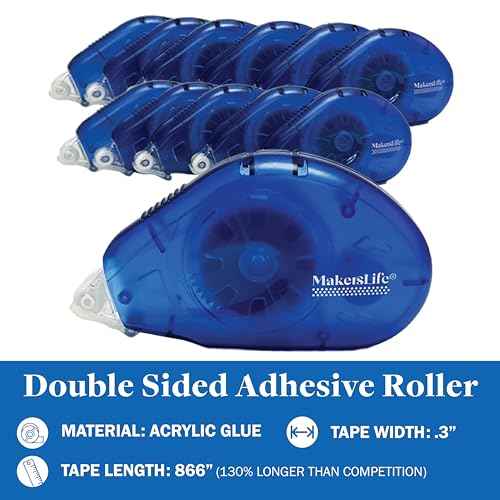 Double Sided Adhesive Tape for Crafts. Repositionable DOTS. 12 Pack