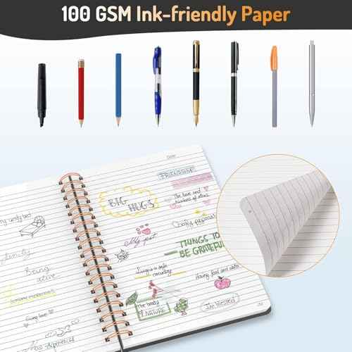 Forvencer Lined Spiral Journal Notebook with 300 Numbered Pages, B5 College Ruled Thick Journals for Writing with 100GSM Paper, Hardcover Notebooks with Contents for Work, School,olive green