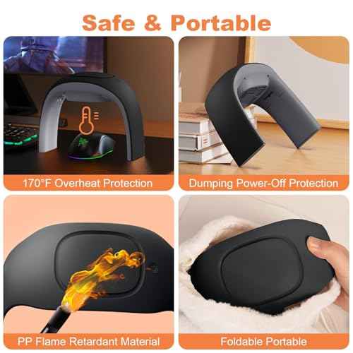 Heated Mouse Pad Hand Warmer,110V 100W Foldable Adjustable Temperature Desk Hand Heater for Office,Portable Electric Quiet Space Heaters for Indoor Use,for Kids Men and Women Christmas Gifts(Black)