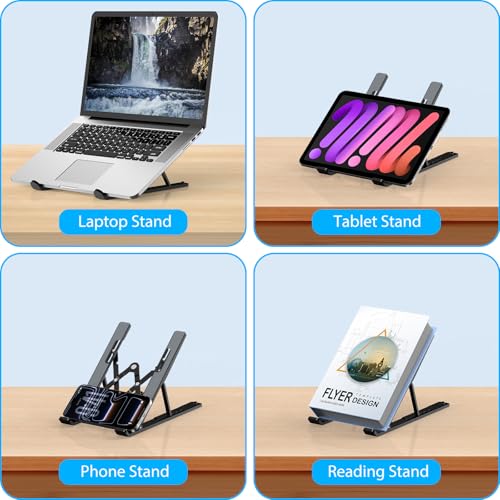 Adjustable Laptop Stand for Desk - Portable Riser & Cooling Pad