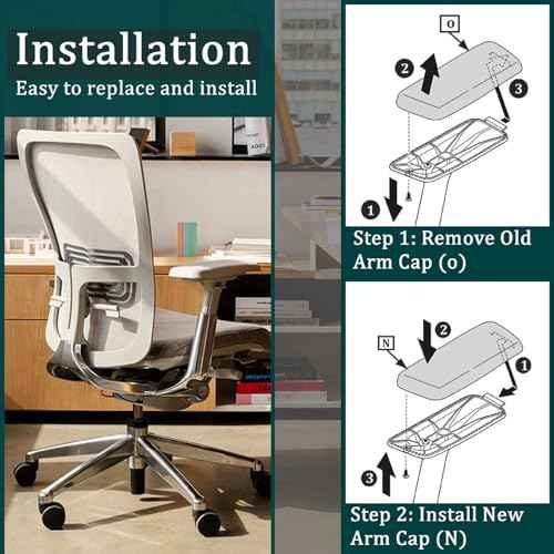 Chair Armrest Replacement, Arm Pad Caps Replacement for Haworth Zody Office Chair 1 Pair (Grey)