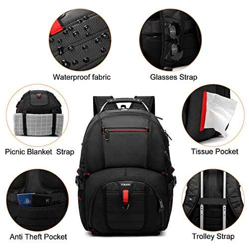 Lunch Backpack for Men, 17.3 Inch Insulated Cooler Backpack Lunch Box Backpack with USB Charging Port, Extra Large Daypack College Laptop Backpack, Water Resistant Computer Work Backpack for Travel