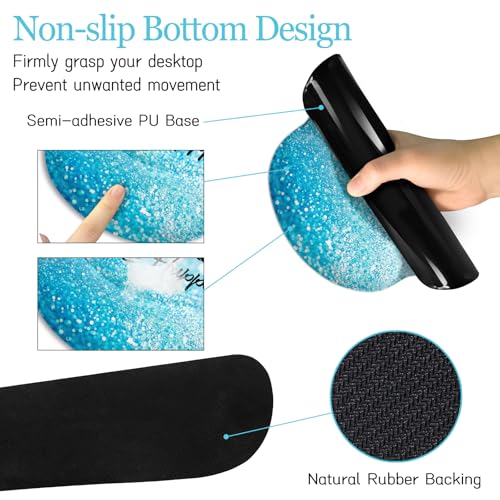 XXL Blue Positive Desk Mat Set with Wrist Rests – Large Mouse Pad & Accessories