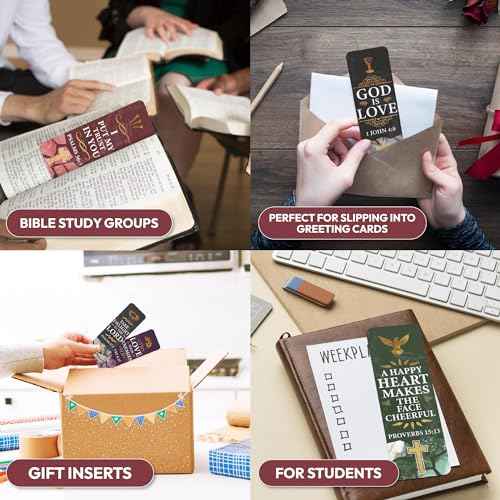 96 Pack Christian Scripture Bookmarks with Bible Verses ? Inspirational Religious Bookmarks for Women & Men, Bulk Christian Gifts for Bible Study, Classroom, Church Supplies