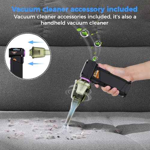 Compressed Air Duster, 210000RPM Mini Electric Air Duster Equipped with Continuously Variable Speed, 320g Wind Pressure Turbo Blower with Vacuuming Unit for Keyboard, PC, Car, Home(Black)