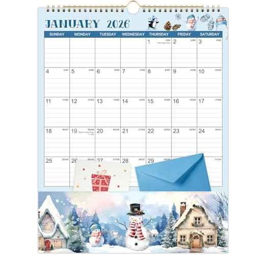 2026 Wall Calendar - 11.4" x 14.5", 12 Months from Jan. 2026 - Dec. 2026, 2026 Wall Calendar with Pockets for Home & Office, Vertical Calendar with Hanging Loop
