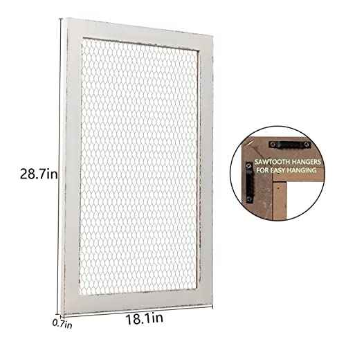 SOFE Chicken Wire White Framed Bulletin Boards for Walls, Wooden Grid Shelf for Jewelry Organizer, Decorative Notice Memo Board or Vision Board, Hanging Photo Display Board for Home Office Wedding