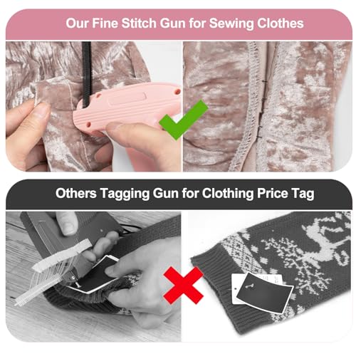 Pink Mini Stitch Gun for Clothes Kit with Case, 6 Micro Needles & 2500 Black/White Fasteners