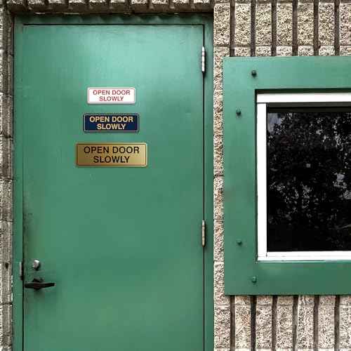 Standard Open Door Slowly Door/Wall Sign - Silver - Medium 5 Pack