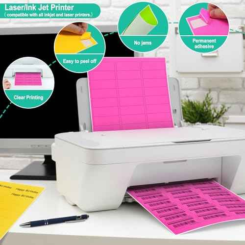 L LIKED 900 Assorted Fluorescent Neon Address Labels, 1" X 2-5/8" Bright Fluorescent Paper Labels for Shipping Envelopes & Small Packages - Green, Yellow, Pink - 30 Sheets
