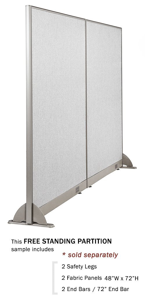 GOF Partition Part : End Bar 4ft / 48" H, end Cover Full Fabric/Partial Glass Panels, end bar Workplace Room Divider
