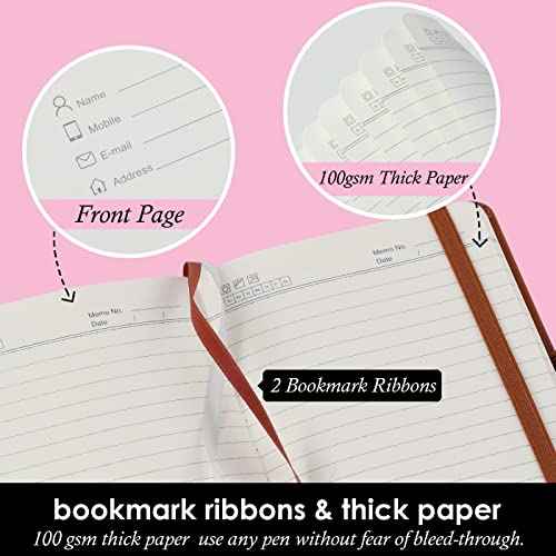 3 Pack Pocket Notebook Journals, Small Notepad Notebooks for Note Taking, A6 Mini Note pads with Pen Holder, 408 Lined Pages, 3.7" x 5.7", Black, Brown, Blue