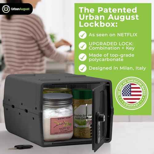 Urban August Dual Combination & Keyed Lockbox - Lockable Box for Everyday Use - Multi-Purpose lock for Home & Office Safety - Made of Industrial-Grade Plastic - One Size (Graphite)