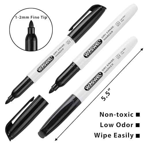 Dry Erase Markers Bulk, 76 Pack Black Fine Tip Whiteboard Markers, Fine Point, Low Odor Dry Erase Markers for School Office Home, Non-Toxic Easy Clean