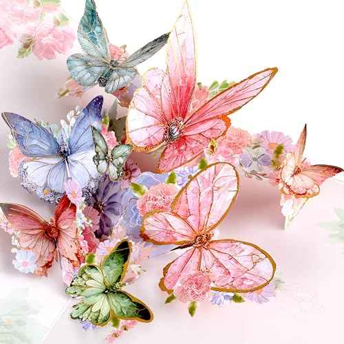 LoveEcho Pop Up Birthday Card, Gold-edged Butterfly Waltz 3D Greeting Card for Birthday, Anniversary, Thank You, Thinking of You, for Women, Wife, Grandma, Daughter, Son, Father, Grandpa, Blue