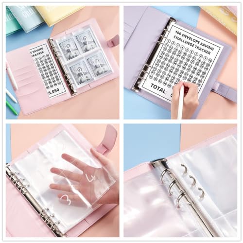 Pink Luweoxy 100 Envelope Challenge Budget Binder & Savings Organizer