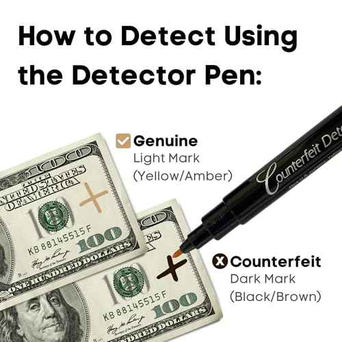 Dri Mark Dual Test Counterfeit Money Detector Pen, UV Light Head Bonus Pack - Fake Money Bill Checker, Tests for Security Strips and Authentic Currency Paper, 1 UV Light/ 3 Pens