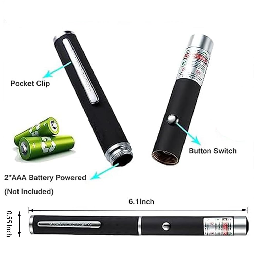 CHUQIANTONG Laser Pointer Cat Toys Red Laser Presentation Remotes for Indoor Classroom Interactive Teaching (Red, Without Battery 1 Pack)