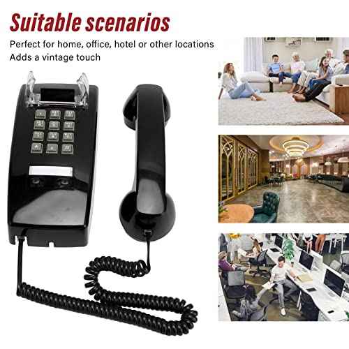 Retro Wall Mounted Telephone with Mechanical Ringing,Classic Corded Phone,Old Wall Mount Phone for Kitchen Home Office Living Room School