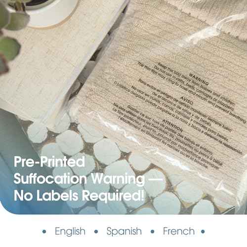 Spartan Industrial - 16" X 20" (200 Count) Self-Seal Clear Poly Bags With Suffocation Warning for Packaging, Blankets, Clothing - Permanent Adhesive