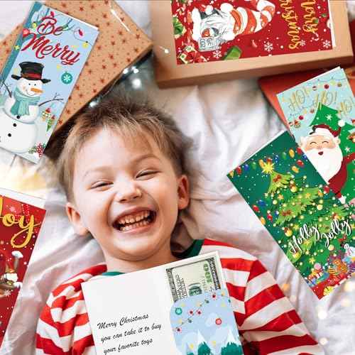30 Pack Christmas Money Holders for Cash Gift Set,Christmas Money Cards with Envelopes,Cash Gift Card Holders,6 Design