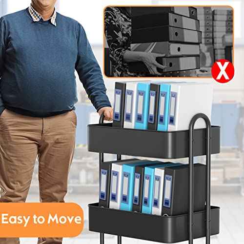 Ceayell 3-Tier Metal Rolling Storage Cart Heavy Duty Utility Cart Organizer with Lockable Wheels