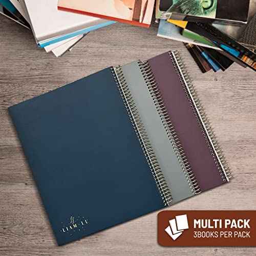 Left Handed Spiral Notebooks College Ruled [3 Pack, 100 Sheets] | 9"x11" | Thick Paper, Gold Spiral Binding, Waterproof Notebook | Trendy and Stylish for Adults, Teens, and Pre-Teens | Single Subject Spiral Notebook | Campus Notebooks
