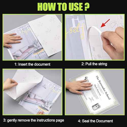 Self Laminating Sheets 8.5 x 11 Best Document Fit: Booklet Style Laminating Pouch, Easier Than Single Side Adhesive Laminate, Bubble Free Application Perfect for Menus, Recipes, Certificates, Artwork
