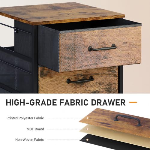 DEVAISE 3-Drawer Mobile File Cabinet + Rustic Brown Wood Grain 15.8''D x 15.4''W x 26.8''H