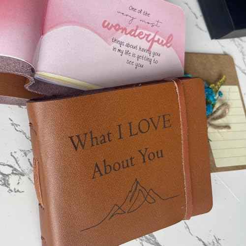 What I Love About You Book, 50 Fill-in-the-Blank Reasons, Romantic Christmas Gifts for Women, Men, Boyfriend, Husband, Him, Girlfriend, Couple, Handmade Valentine¡¯s Day, Pocket Size Leather Journal