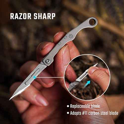 KeyUnity KK13 Precision Craft Utility Blade Titanium Handle Mini Cutting Tool for Arts Crafts DIY Projects Paper Cardboard Fabric and Hobby Use with Replaceable Blade