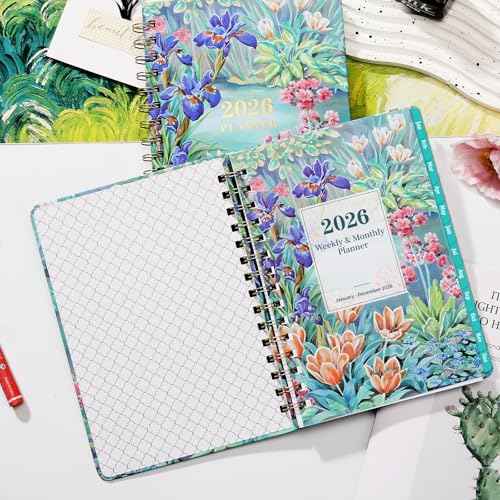 2026 Planner - 2026 Planner Weekly and Monthly, JAN 2026 - DEC 2026, Weekly And Monthly Planner 2026 with 12-Month Tabs, 6.3" x 8.4", Planner/Calendar 2026 with Hardcover, Back Pocket,Twin-Wire Binding, Thick Papers, Beautiful Flowers